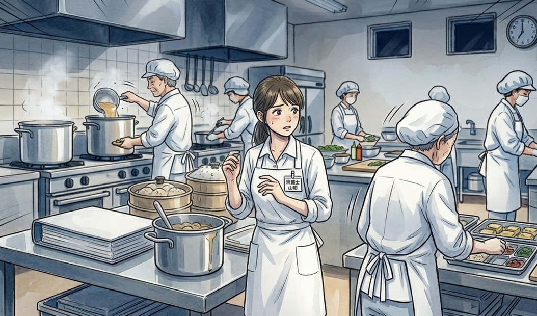 早朝の厨房で質問しづらい雰囲気を感じる栄養士